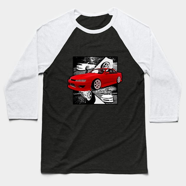 Nissan 200sx s14 Baseball T-Shirt by JDMzone